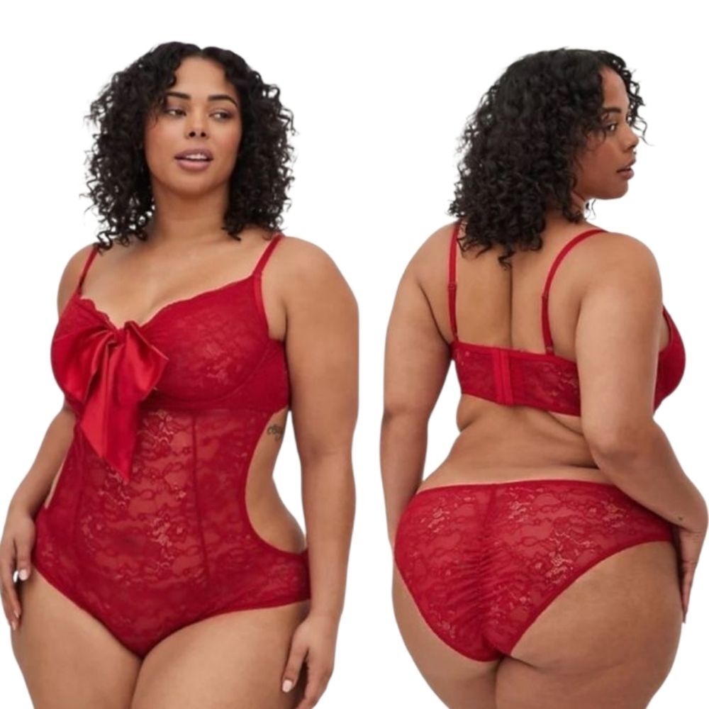 Elegant Red Lace Bodysuit